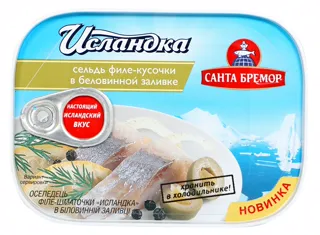 Santa Bremor Herring Fillet Icelandic in White Wine 125g — photo 4