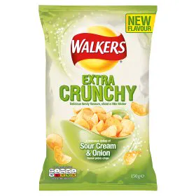 Walkers Екстра Хрусткі Чіпси Сметана і Цибуля