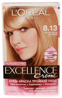 LOreal Paris Excellence Creme Hair Color Light Beige Blonde Tone 8.13 Pack — photo 2