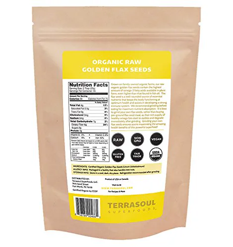 Terrasoul Superfoods Золоті насіння льону (органічні), 32 унції