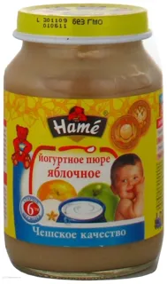 HAMÉ S.r.o. apple yogurt puree for children from 6 months glass jar 190g — photo 2