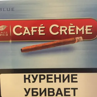 Cigarette Set: Matches + Cigarillo (Cigar) TM Cafe Creme - Blue Tin. 10 pcs/pack — photo 4
