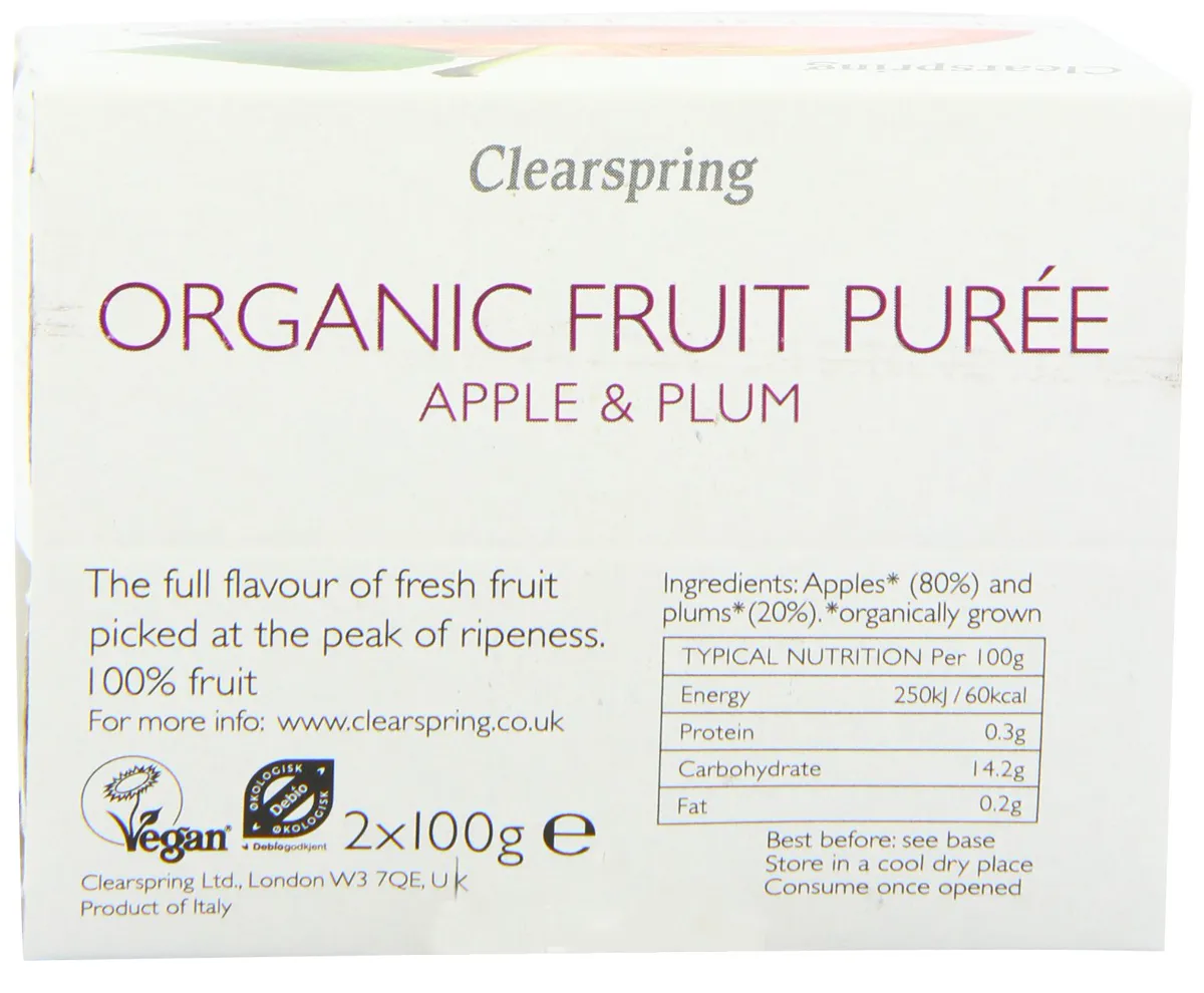 Clearspring Органічне пюре з яблук та слив 2x100г (пакет 12)