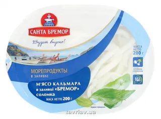 Santa Bremor Squid Meat Strips in Sauce, Vacuum Pack 200g — photo 7