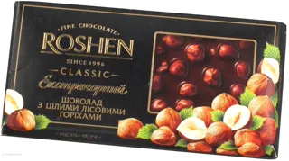 Roshen Classic Extra Dark Chocolate with Whole Hazelnuts 100g — photo 5