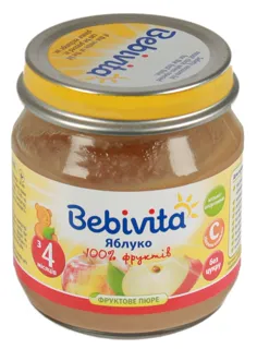 Bebivita Apple Puree 4+ months glass jar 100g — photo 2