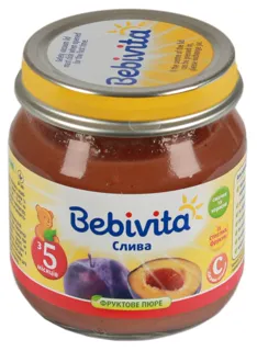 Bebivita Plum Puree from 5 months glass jar 100g — photo 3