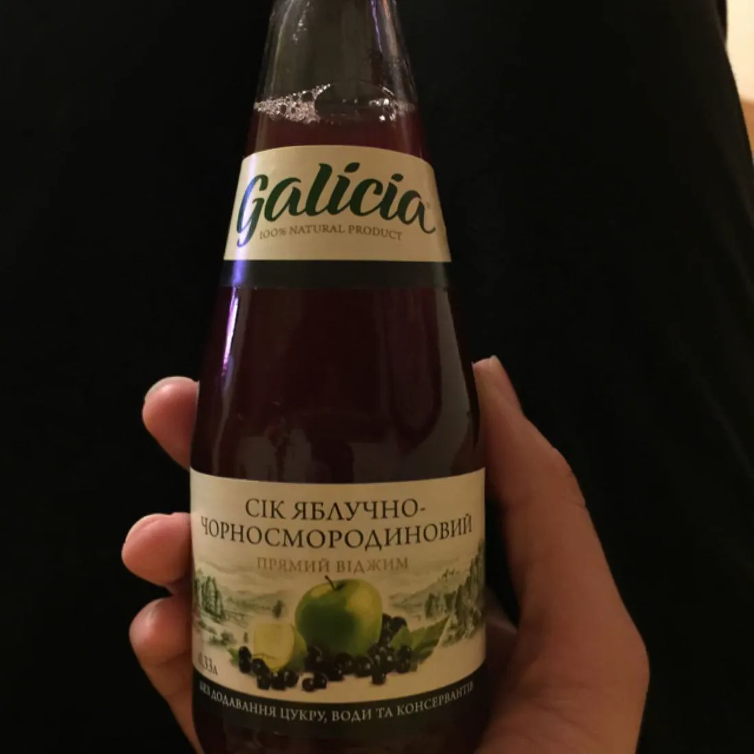 Galicia Apple Blackcurrant Juice Glass Bottle 0.33L