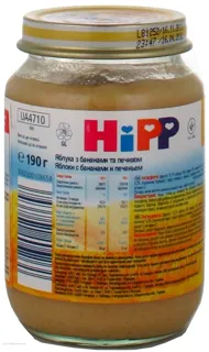 Hipp Fruit and Grain Puree Apples with Bananas and Biscuits Vitamin C for Babies from 5 Months Glass Jar 190g — photo 2