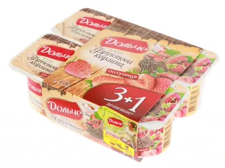 Dolce Fruit Basket Strawberry Yogurt 3.2% Plastic Cup 4x120g — photo 2