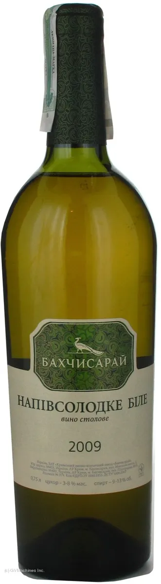 Bakhchysarai Semi-Sweet White Ordinary Table Wine 13% Glass Bottle 750ml