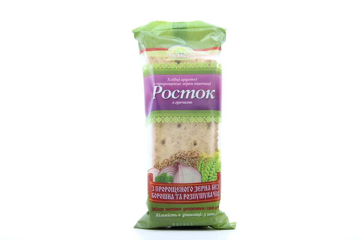 UkrEkoKhlib Rostok crispbreads with buckwheat from sprouted wheat grains 5pcs 120g