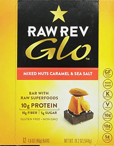 Raw Rev Glo Мікс горіхів, карамель і морська сіль, 1,6 унції, 12 барів