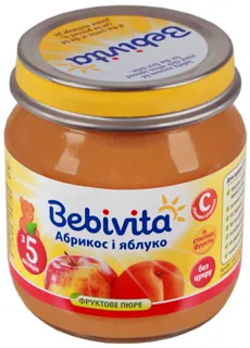 Bebivita Apricot and Apple Puree from 5 Months Glass Jar 100g — photo 3