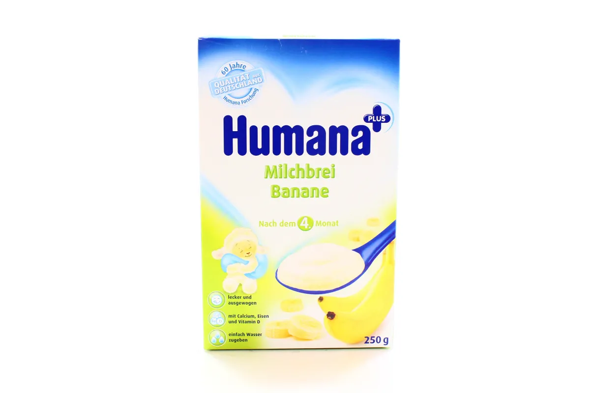 Каша дитяча Humana молочна кукурудзяно-рисова з бананом суха, з 6 місяців, 250 г
