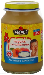 Hame Peach Puree with Cream for Kids 6+ Months Glass Jar 190g — photo 4