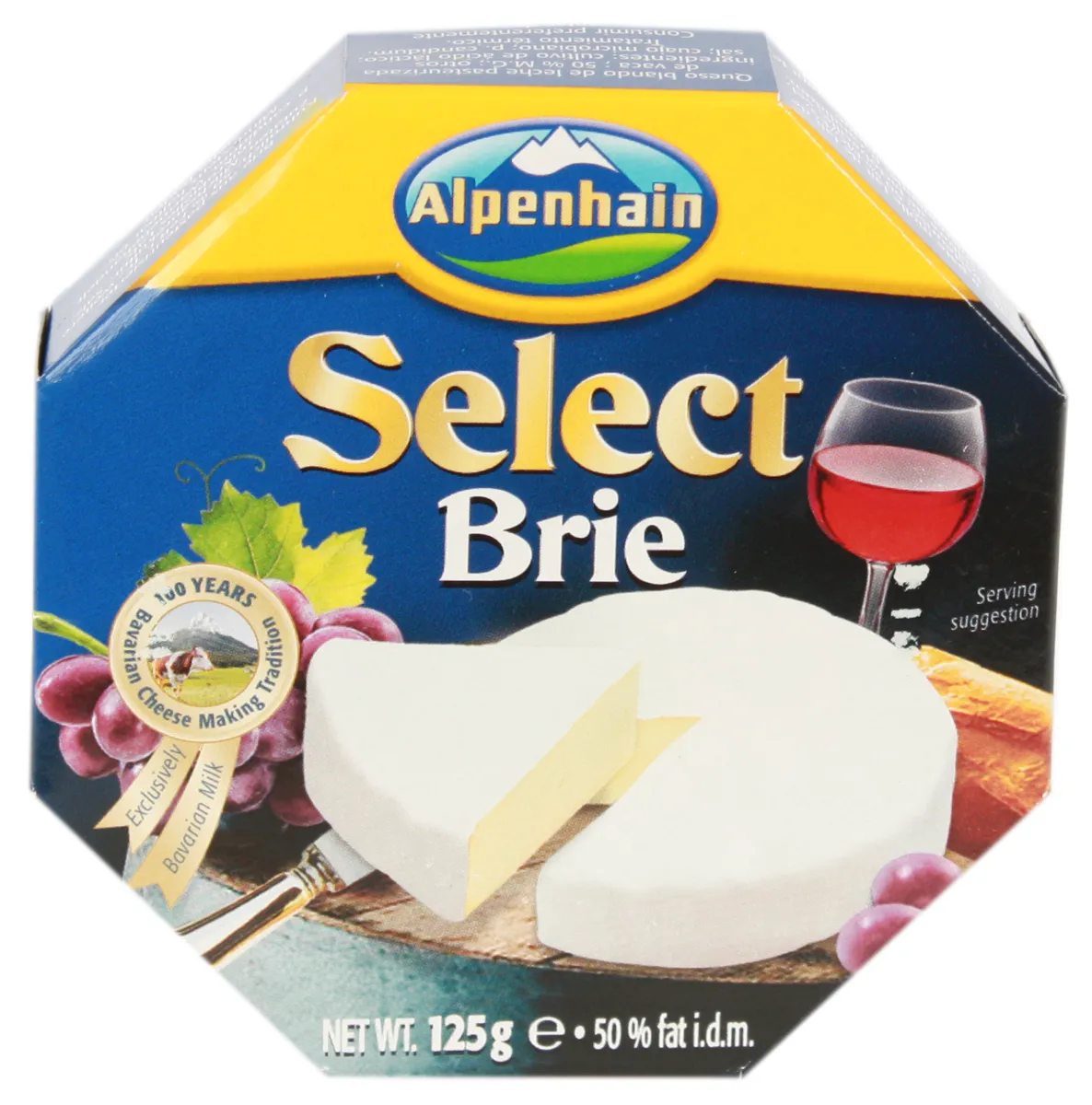 Alpenhain Select Brie Cheese 50% Cardboard Pack 125g