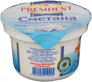 President Sour Cream 15% 200g — photo 2