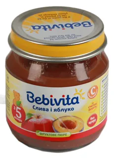 Bebivita Plum Apple Puree from 5 Months Glass Jar 100g — photo 3