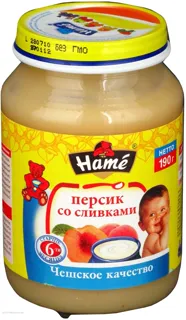 Hame Peach Puree with Cream for Kids 6+ Months Glass Jar 190g — photo 5