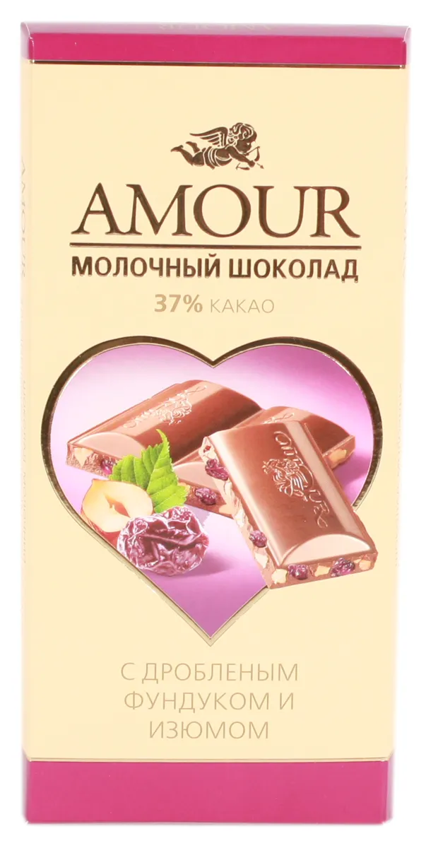 Шок Конті Amour 100 г мол. з дробл. фундуком та родз.