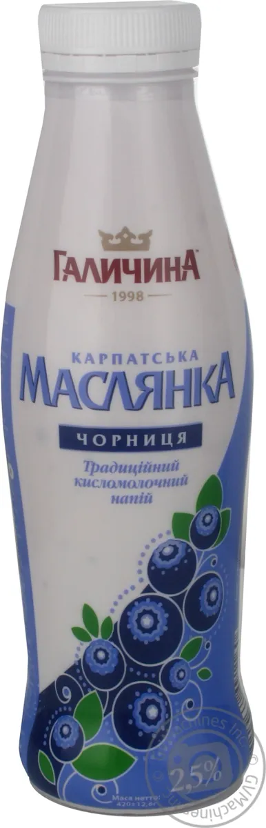 Маслянка Галичина Чорниця 2.5% 420г Пластикова Пляшка