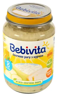 Bebivita Vegetable Stew with Chicken Puree from 8 Months 190g Glass Jar — photo 3