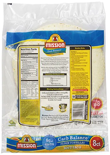12oz Mission Ltd Низьковуглеводні М'які Тортильї для Тако, 8 шт. (упаковка 6)