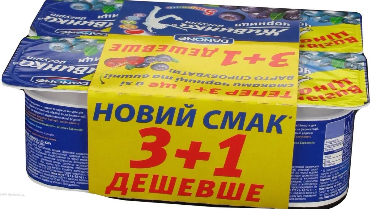 Danone Zhyvynka Blueberry Yogurt 1.5% 115g x 4