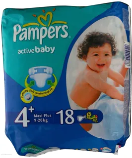 Pampers Active Baby 4+ Maxi Plus Diapers (9-16kg) 18pcs — photo 4
