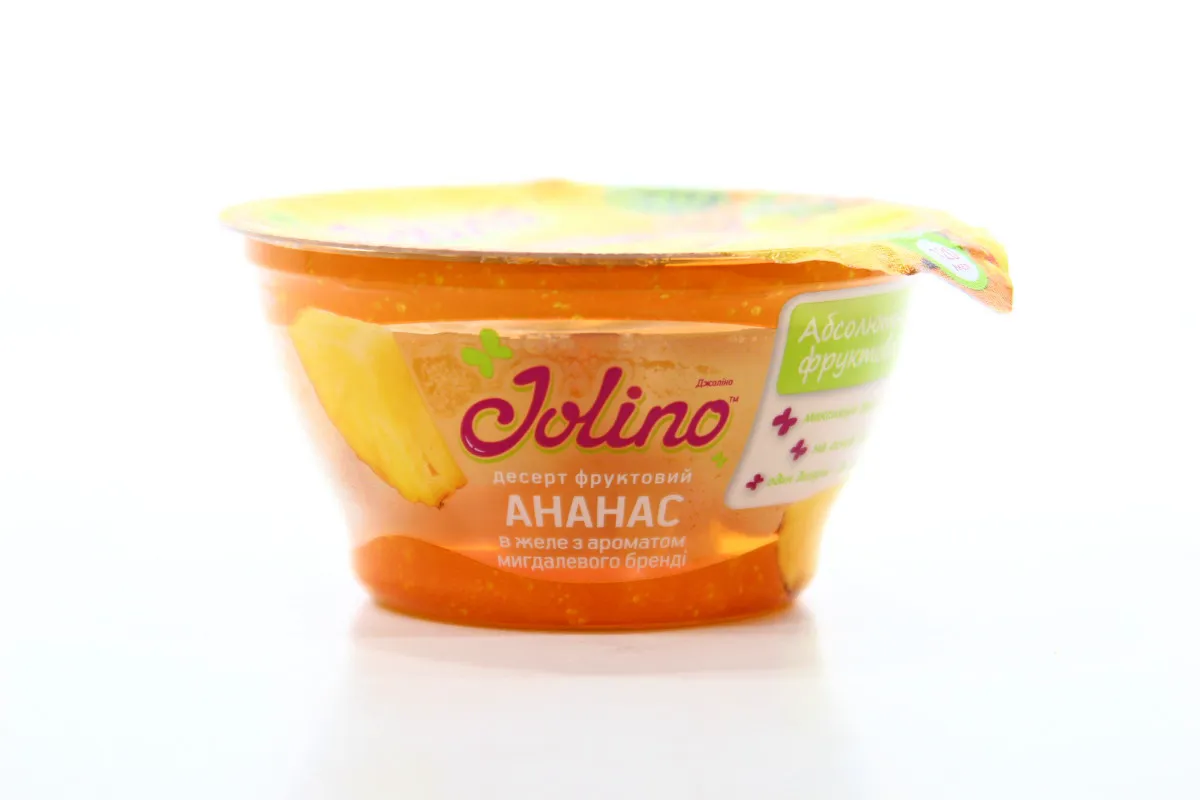 Jolino fruit dessert pineapple in jelly with almond brandy flavor plastic cup 150g