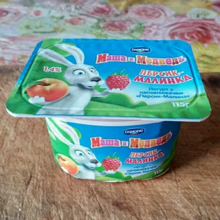 Danone Masha and Medved Peach Raspberry Yogurt 1.4% 115g — photo 3