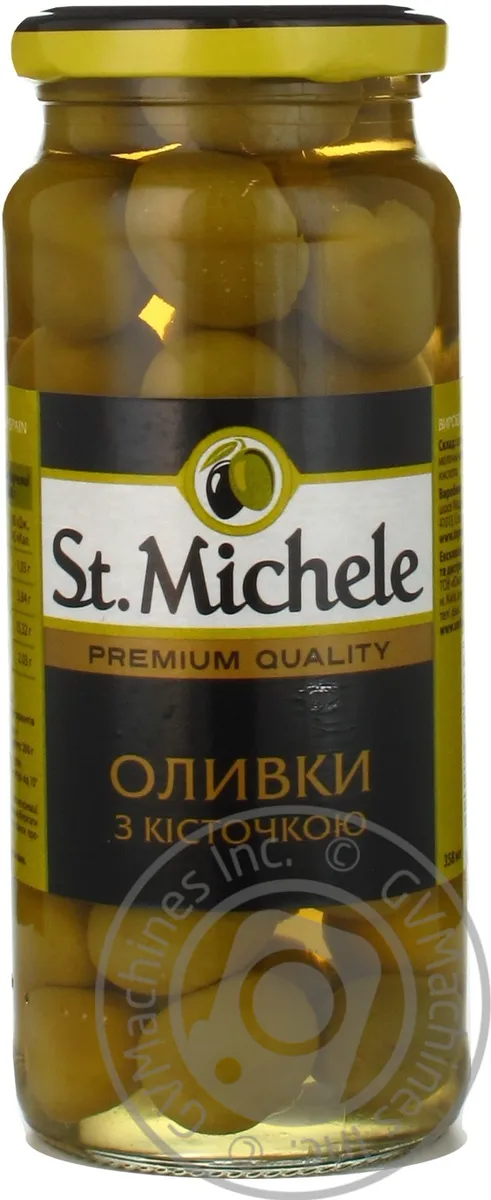 Оливки St.michele Gordal з кісточкою, скляна банка 340 г