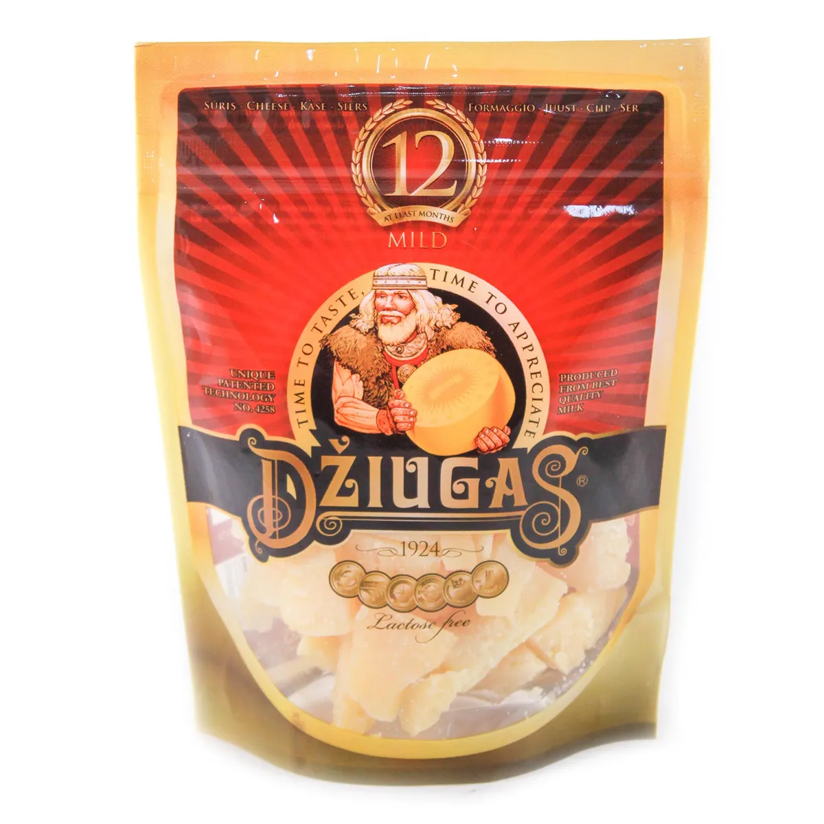 Mild Dziugas Cheese 12 Months Maturation 40% 100g Doypack