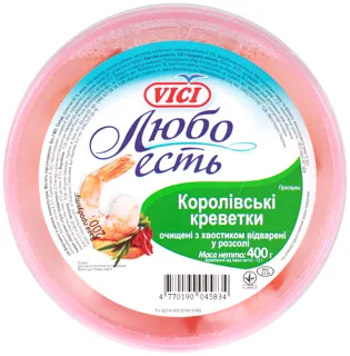 Креветки Vici очищені охолоджені 400 г Королівські з хвостом 41/50 — фото 2