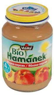 Hamanek Apple-Peach Fruit Puree for Children from 4 Months Glass Jar 190g — photo 2