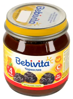 Пюре фруктове Bebivita Чорнослив без цукру з вітаміном С для дітей від 4 місяців скляна банка 100г — фото 3