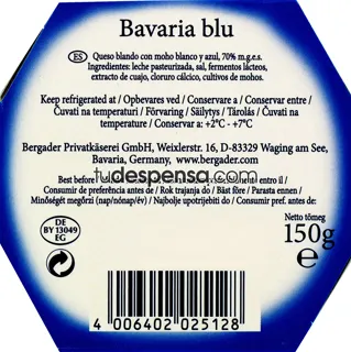 Bergader Bavaria Blu Soft Cheese with Blue and White Mold 70% 150g — photo 5