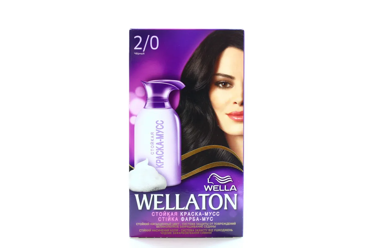 Wellaton Hair Dye Mousse Permanent 2/0 Black