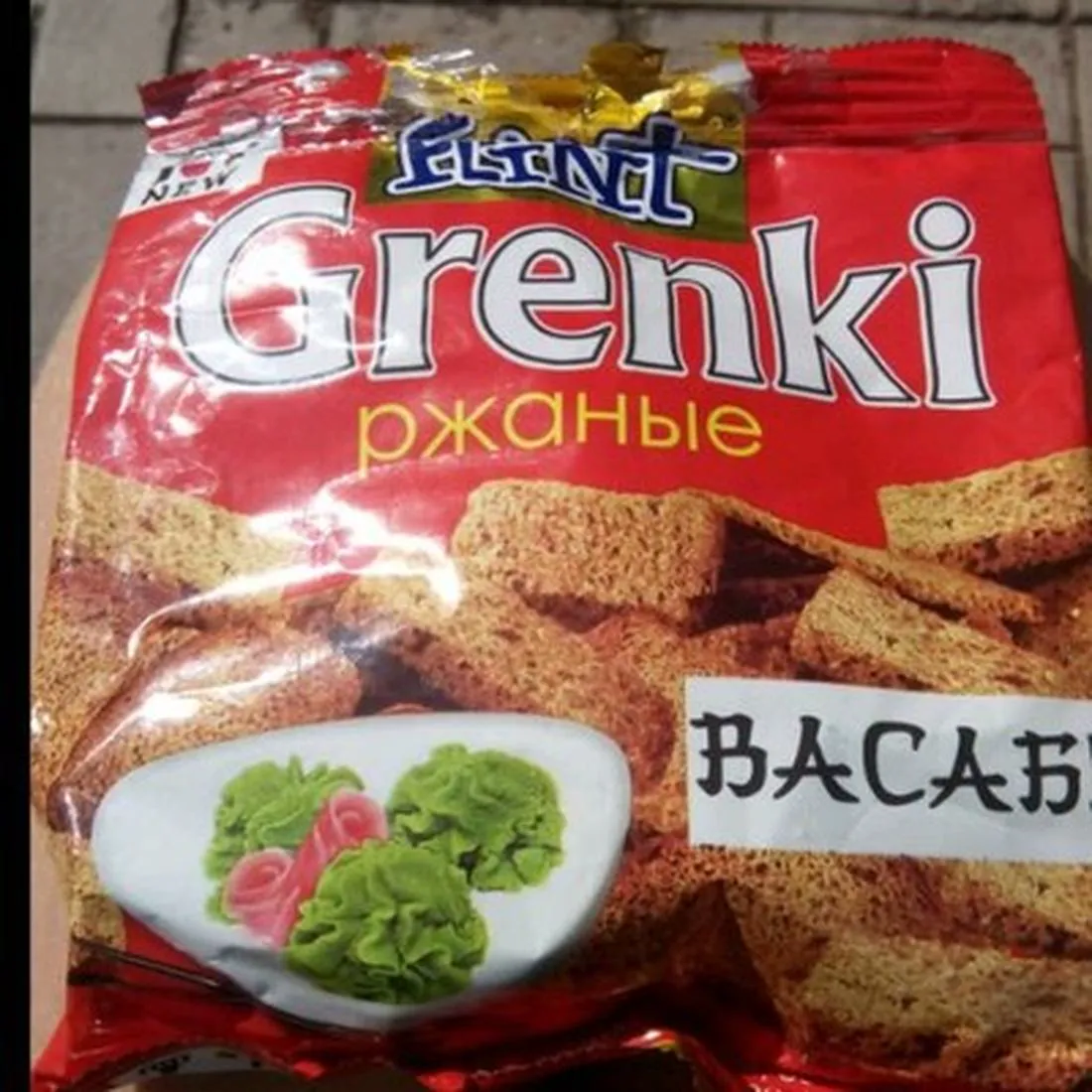 Flint Rye Croutons Wasabi Flavor Flow Pack 80g