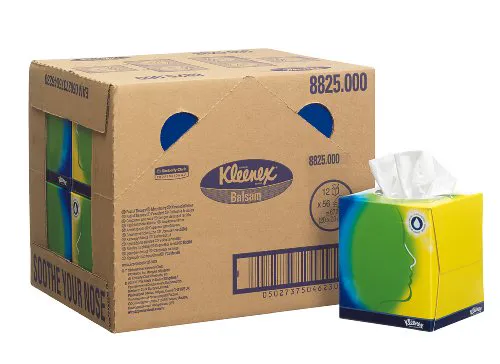 Kleenex 8825 Бальзам серветки для обличчя, 3-шарові, 56 шт., білі (упаковка 12)