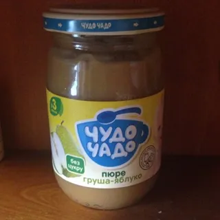 Chudo-Chado pear and apple puree from 3 months 170ml glass jar — photo 6