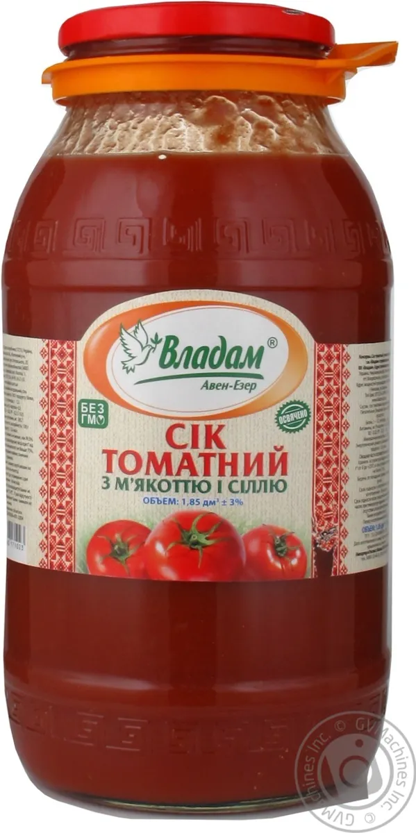 Сік Владам томатний з м'якоттю і сіллю стерилізований скляна банка 1850мл