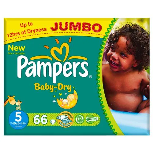 Pampers Dry Baby Diapers Size 5 (11-25kg) Jumbo Pack 66 pcs