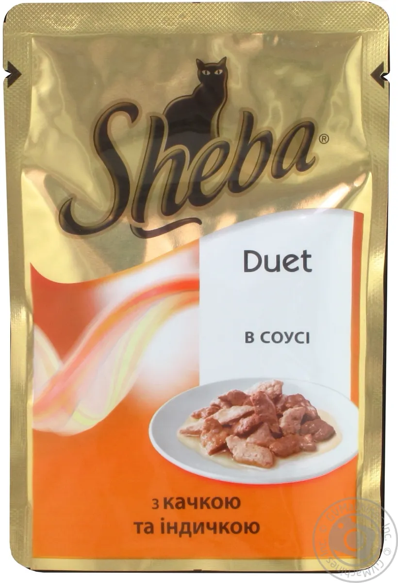 Sheba Duet корм з качкою та індичкою в соусі для котів, пауч 85г