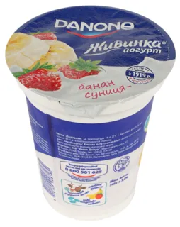 Danone Zhyvynka Banana-Strawberry Yogurt 1.5% 340g Plastic Cup — photo 2