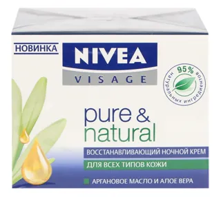 Крем для обличчя нічний Nivea Відновлюючий Pure&Natural 50 мл — фото 2