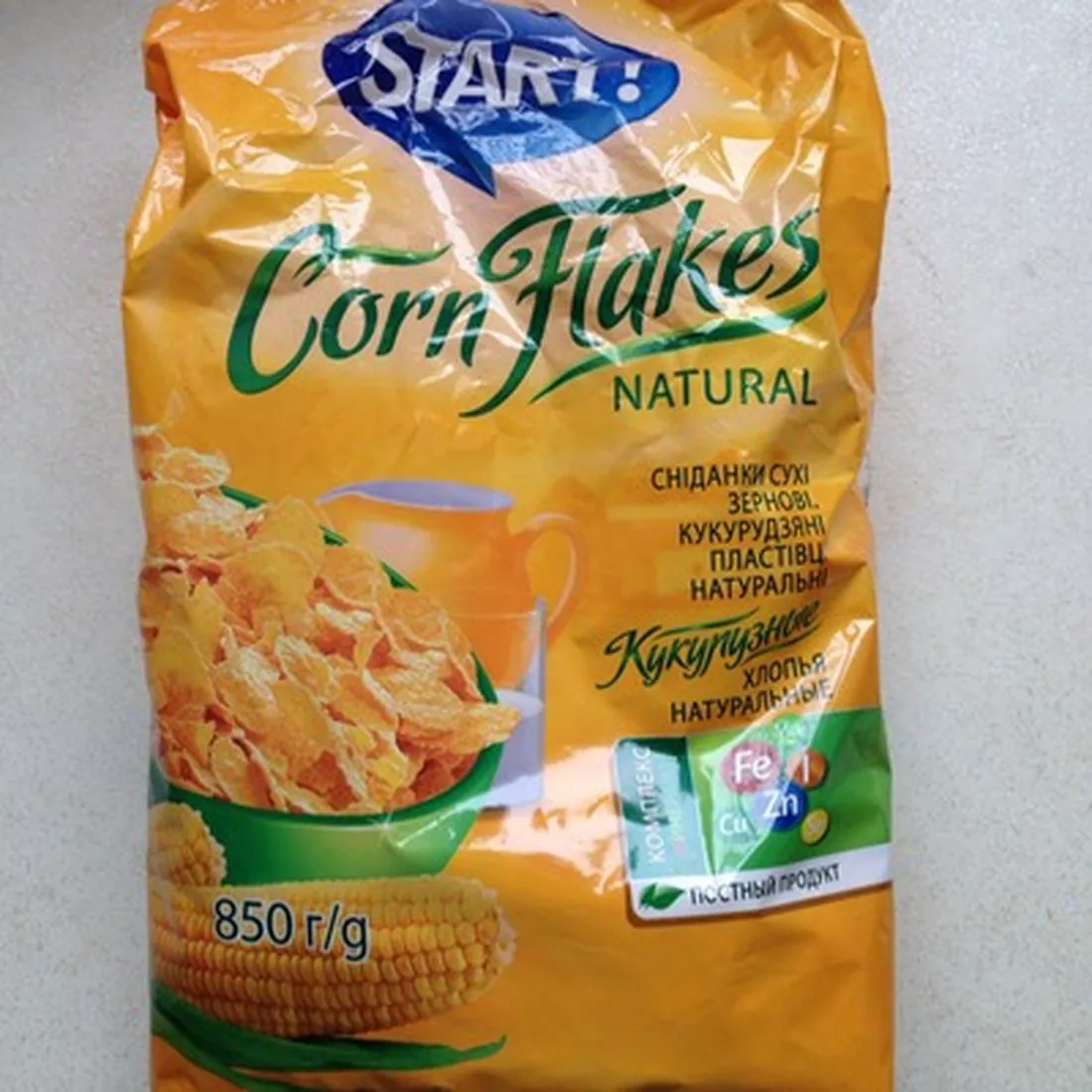 Start! Breakfast natural corn flakes 850g pack