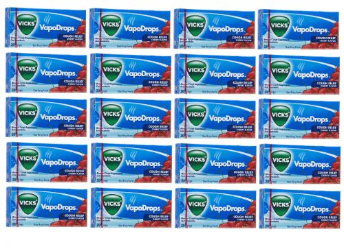 Vicks Vapodrops льодяники Вишневий смак для полегшення кашлю та болю у роті, 20 пачок по 20 льодяників