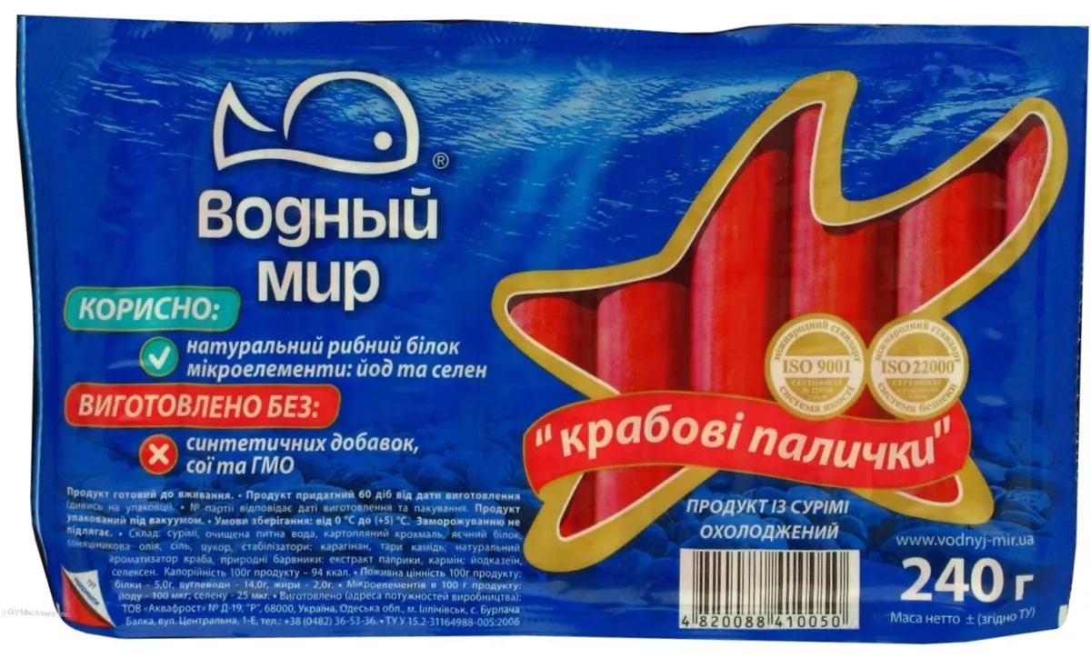 Vodnyi Myr crab sticks chilled 240g